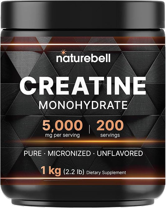 Creatine Monohydrate Powder 1000 Grams, 5000mg Per Serving | Pure Unflavored Creatine Powder – Micronized – Pre Workout – Keto – Vegan – Dissolves Easy – Filler Free – 200 Servings (2.2lbs)