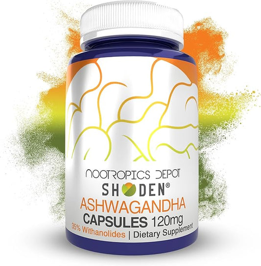 Nootropics Depot Shoden Ashwagandha Extract Capsules | 120mg | 30 Count | 35% Withanolides