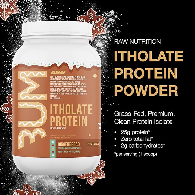 RAW Whey Isolate Protein Powder, Frosted Frenchie Cookie (CBUM Itholate) - 100% Grass-Fed Sports Nutrition Powder for Muscle Growth & Recovery - Low-Fat, Low Carb, Naturally Flavored - 25 Servings