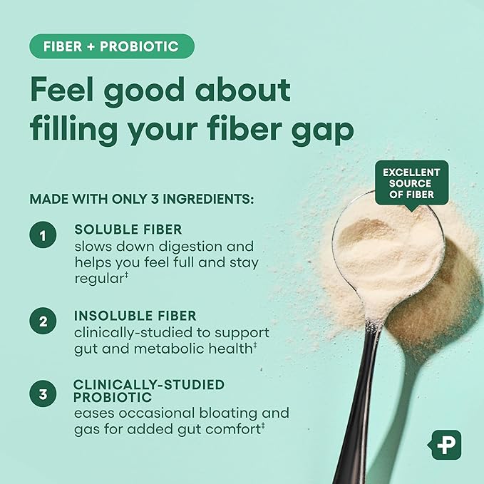 Physician's CHOICE Fiber & Probiotic Powder - Supports Regularity, Bloating, Gas, & Digestive Health - Organic Prebiotics - Sugar Free Formula - Fiber Supplement for Women & Men - Unflavored - 8.7 oz