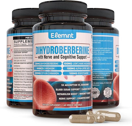 Super berberine 200mg Dihydroberbeine (GlucoVantage®) with 10:1 Ceylon Cinnamon, Alpha lipoic, Benfotiamine,10:1 Lions Mane Mushroom, Fenugreek, Chromium, Bitter Melon and others for your health.