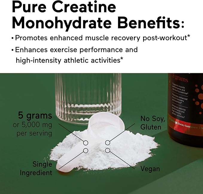 Smarter Nutrition Creatine Monohydrate Powder, 5000mg (5g) Per Serving - Creatine Powder for Women & Men, Unflavored, Pre-Workout & Post Workout Support for Muscle Mass & Hydration [180 Servings]