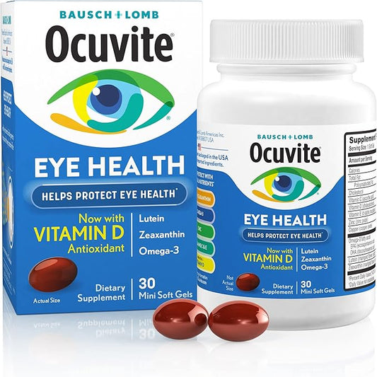 Ocuvite Eye Health Formula Eye Vitamin & Mineral Supplement with Lutein, Zeaxanthin and Omega-3 from Bausch + Lomb, 30 Soft Gels