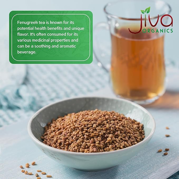 Jiva Organic Fenugreek Seeds 7 Ounce – Non-GMO, Gluten Free, All Natural Fenugreek Spice – Organic Fenugreek Seeds for Hair Growth, Cooking & Sprouting - Methi Seeds for Methi Dana Water - Raw & Natural, Product of India