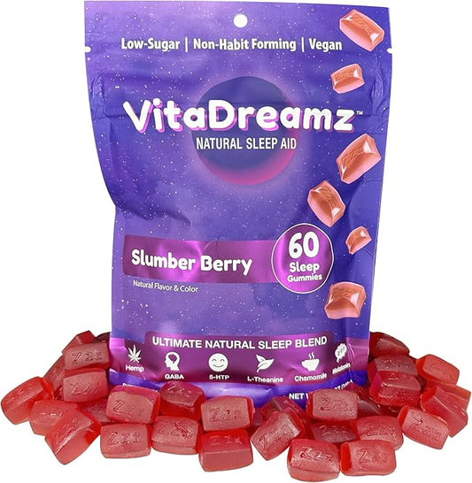 Melatonin Gummies for Sleep - Natural Sleep Aid Supplement with L-Theanine & GABA - SleepEZ Pillowz 60 Count