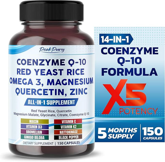 Coenzyme Q-10 Red Yeast Rice Quercetin Magnesium Malate, Glycinate, Citrate - Made in USA