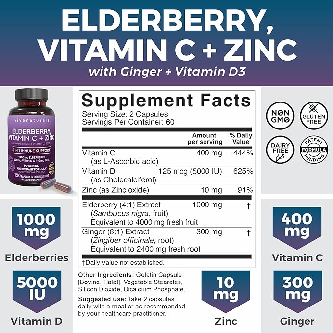 Antarctic Krill Oil, Elderberry Vitamin C & Zinc and Triple-Strength Omega 3 Fish Oil Bundle, 1250 mg Krill Oil and 2,500 mg Fish Oil Providing Omega 3 EPA and DHA, Elderberry for Immune Support