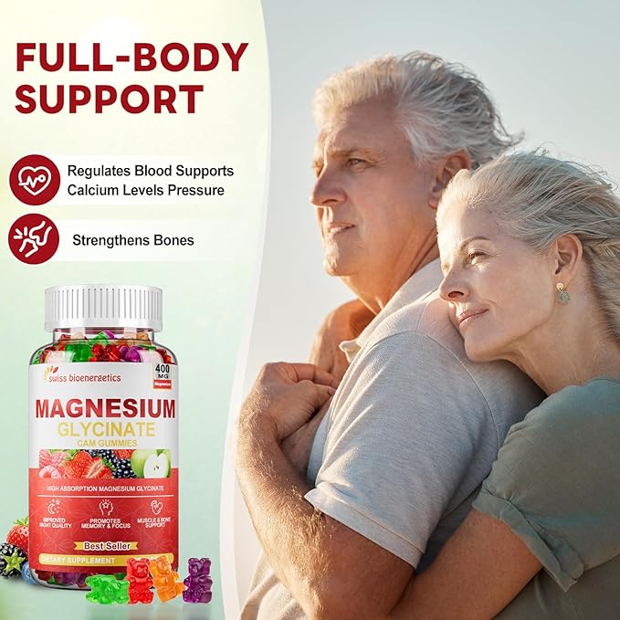 (2 Pack) Magnesium Glycinate 400mg Gummies for Women & Men - Calcium Supplement with Magnesium Malate, B6, Zinc, Vitamin D, CoQ10 - Non GMO, Sugar Free for Vegan (Multi-Flavor)