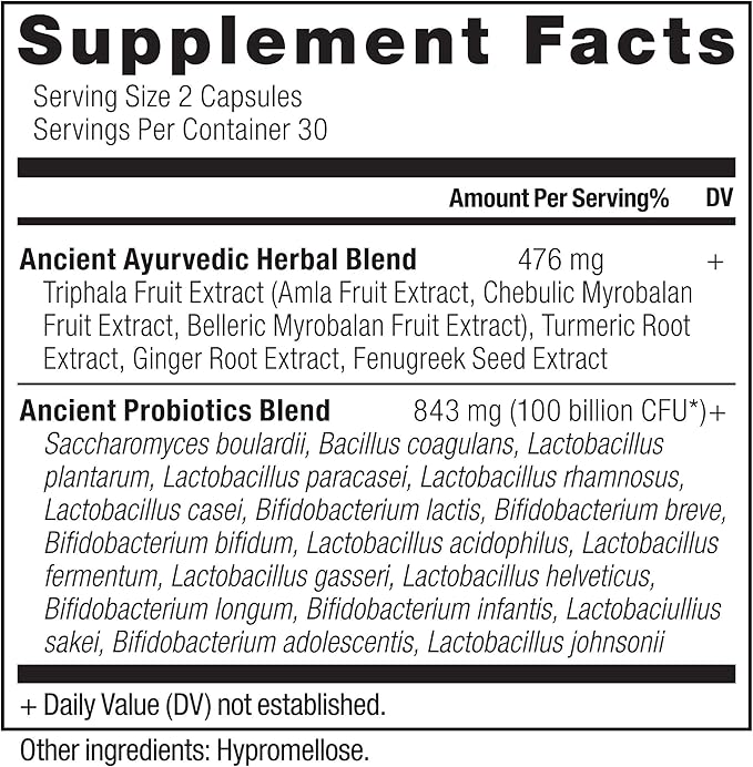 Ancient Nutrition Probiotics, Probiotics Ultimate 100 Billion CFUs*/Serving, Digestive and Immune Support, Gluten Free, Ancient Superfoods Blend, 60 Capsules