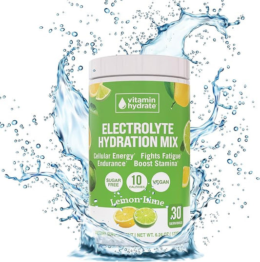 Vitamin Hydrate Electrolyte Hydration Mix, Electrolytes Powder, Supports Hydration with Coconut Water, Keto Friendly, Vegan, Sugar Free, Lemon Lime, 30 Servings