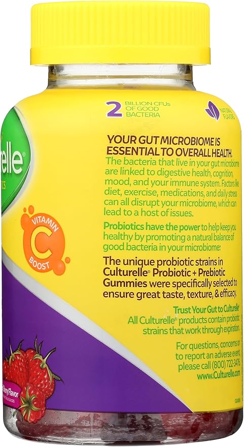 Culturelle Daily Probiotic Gummies for Women & Men, Berry Flavor, 52 Count, Naturally-Sourced Daily Probiotic + Prebiotic for Digestive Health, Non-GMO & Vegan