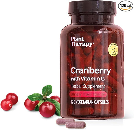 Plant Therapy Cranberry Extract with Vitamin C Herbal Supplement Capsules, Supports Urinary Tract Health, Rich in Antioxidants for Immune, 120 Vegetarian Capsules (4 Month Supply) Made in The USA