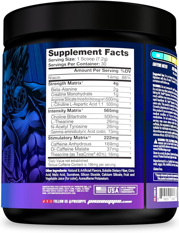 PROSUPPS Hyde Signature Sustained Pre-Workout, Blue Razz, 30-Servings and Creatine 300 Bundle