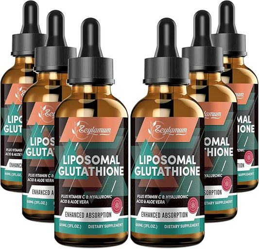 2000MG Liposomal Glutathione Liquid Drops, Enhanced Absorption, Glutathione Supplement, with Vitamin C, Hyaluronic Acid & L-Glutathione, Antioxidant Supplement - Liver Detox, Radiant Skin, 12.12 OZ