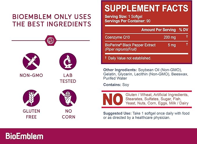 BioEmblem Turmeric Curcumin Supplement with BioPerine and CoQ10 with BioPerine