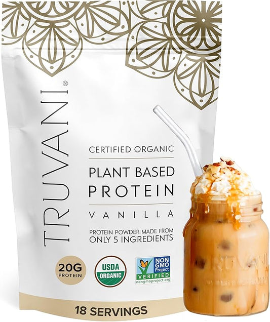 Truvani Vegan Protein Powder | Vanilla | 20g Organic Plant Based Protein | 18 Servings | Keto | Gluten & Dairy Free | Low Carb | No Added Sugar