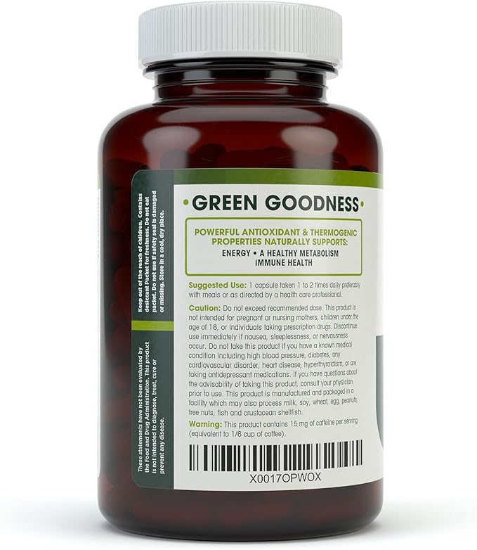 Green Tea Extract 98% Standardized with EGCG | Healthy Weight Support, Metabolism, Energy, Heart Health | Green Tea Capsules are Natural Caffeine Pills with Antioxidant & Free Radical Scavenger 1000mg
