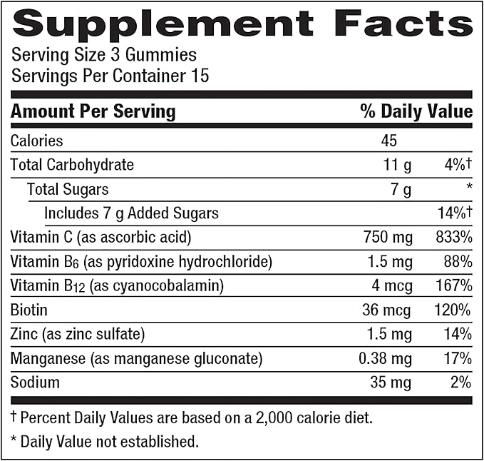 Emergen-C 750mg Vitamin C Gummies for Adults, Immunity Gummies with B Vitamins, Gluten Free, Orange, Tangerine and Raspberry Flavors, 45 Count (Pack of 1)