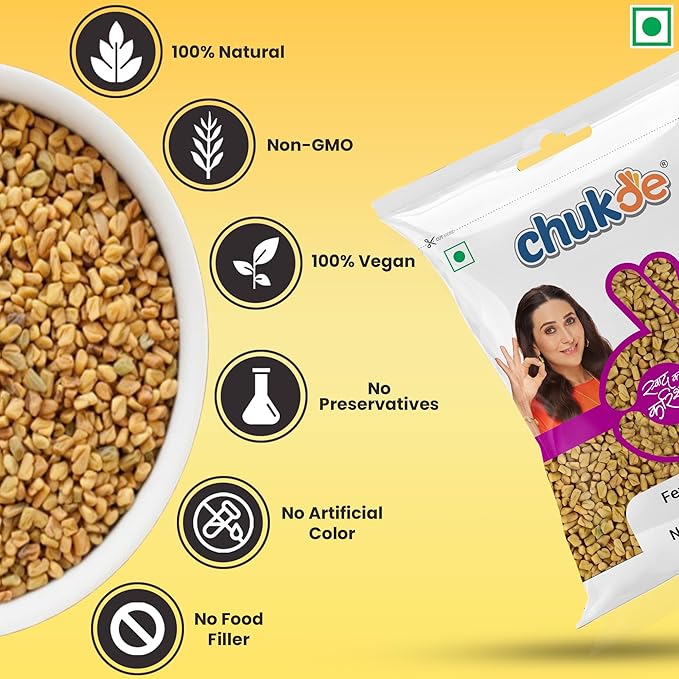 Chukde - Methi Dana (3.52 OZ) (Pack Of 3) - Fenugreek Seed - Supports Digestion & Blood Sugar - Ideal for Spice, Herbal Tea, Hair Growth, and Skin Care - Whole Spices - 100 Gm - Pack Of 3