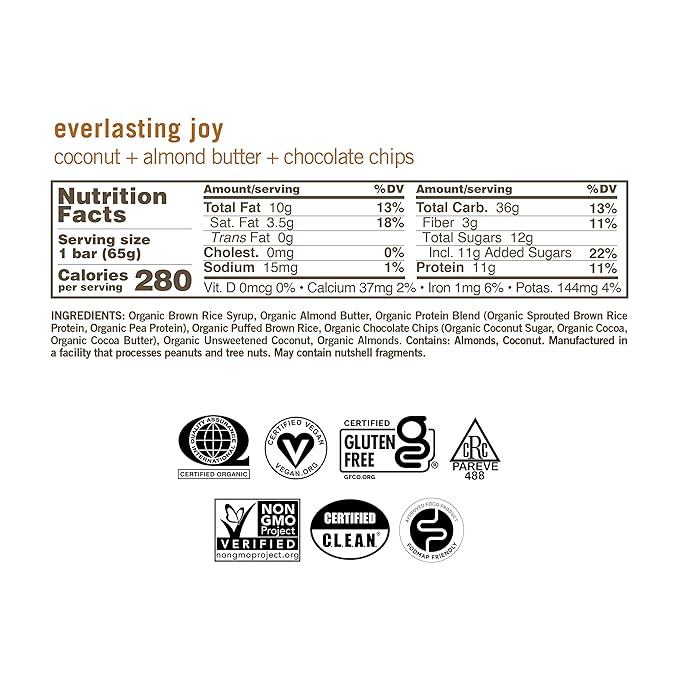 GoMacro MacroBar Organic Vegan Protein Bars - Coconut + Almond Butter + Chocolate Chips (2.3 Ounce Bars, 12 Count)