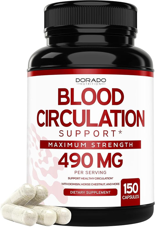 Blood Circulation Supplements (150 Count) Leg Circulation with Diosmin - Blood Flow Supplements for Men & Women - Spider & Varicose Veins For Legs Support - Vegan & Non GMO - 3rd Party Tested