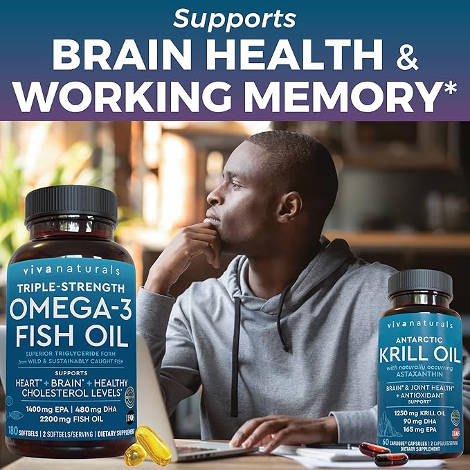 Antarctic Krill Oil, Elderberry Vitamin C & Zinc and Triple-Strength Omega 3 Fish Oil Bundle, 1250 mg Krill Oil and 2,500 mg Fish Oil Providing Omega 3 EPA and DHA, Elderberry for Immune Support