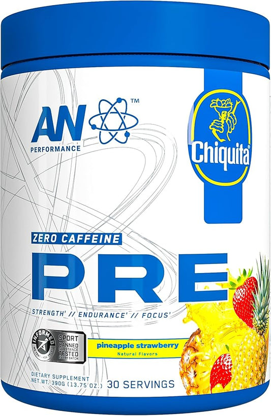AN Performance Non-Stimulant Pre-Workout Supplement | Zero Caffeine Energy Drink Mix | Beta Alanine + Citrulline | Third-Party Tested | Informed Sport Certified | Strawberry Pineapple | 30 Servings
