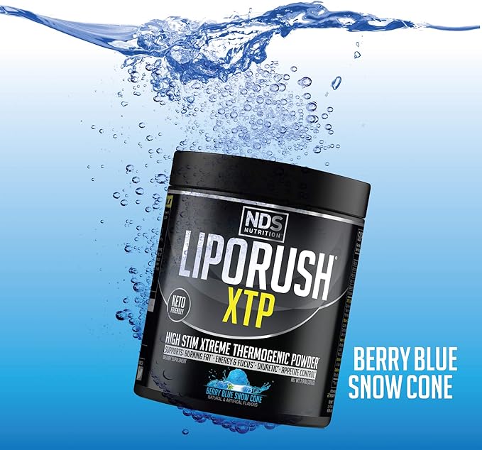 NDS Nutrition XTP Thermogenic Fat Burner with L-Carnitine - Energy, Focus, and Appetite Control - Extreme Thermogenic Fat Burning Powder Weight Loss - Blue Berry Snow Cone (45 Servings)