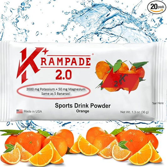 Potassium Magnesium Supplement Electrolytes Powder - 50 mg Mag + 2000 mg K, >2X More Than Coconut Water | Cramp Relief | Hydration Packets