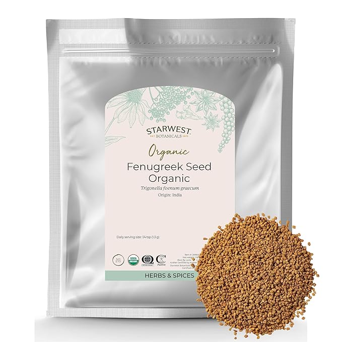 Starwest Botanicals Organic Whole Fenugreek Seed, 1 Pound Bulk Spice