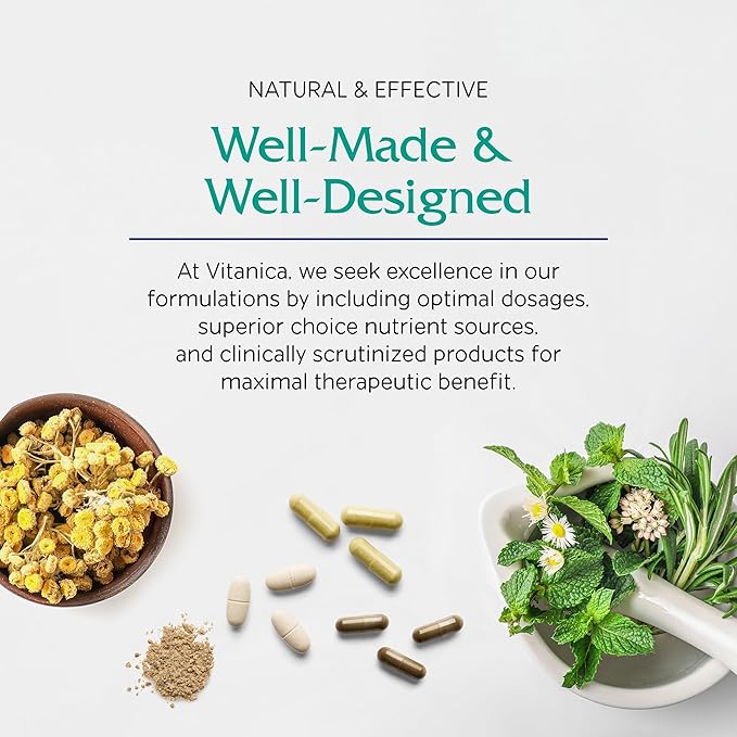 Vitanica Ovulation Assist - Ovarian Health & Adrenal Support with Rhodiola Rosea, Holy Basil, Tribulus Terrestris & Chaste Tree - Herbal Dietary Supplement - Pro Logo - 60 Vegan Caps
