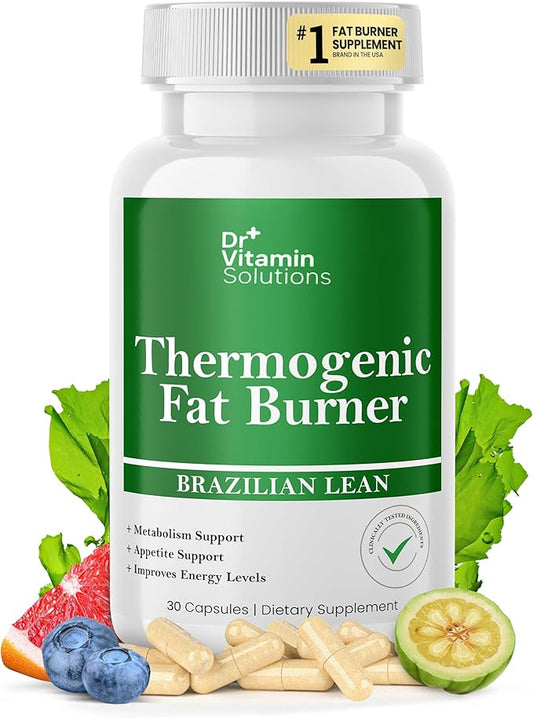 Dr Vitamins Thermogenic Fat Burner for Women and Men - Appetite Suppressant for Weight Loss - Includes Green Tea Extracts for Bloat Relief - Metabolism Booster - 30 Weight Loss Pills