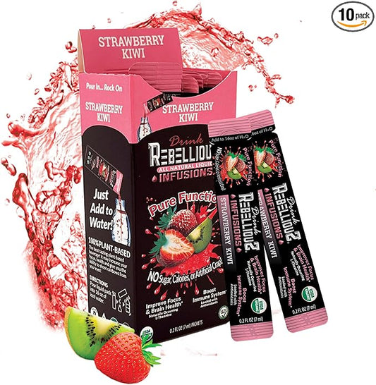Strawberry 0 Calorie Organic Drink Mix – Sugar Free, Loaded with Antioxidants, L-Theanine, and Natural Caffeine – 10 Count