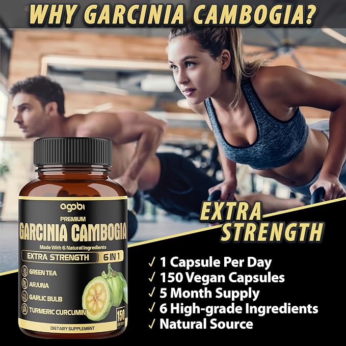Premium Garcinia Cambogia Capsules with Green Tea, Arjuna, Garlic, Turmeric, Black Pepper - Body Health & Immune Support Supplement - 1 Pack 150 Caps for 5 Months
