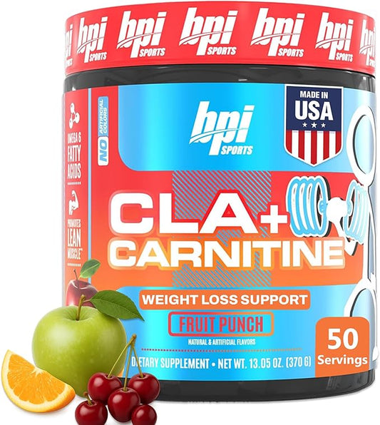 BPI Sports CLA + Carnitine – Conjugated Linoleic Acid – Formula – Performance, Lean Muscle – Caffeine Free – For Men & Women – Fruit Punch – 50 servings – 12.34 oz.