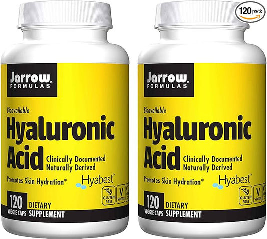 Jarrow Formulas Hyaluronic Acid Naturally Derived as a Dietary Supplement (120 Veggie Caps) Pack of 2…