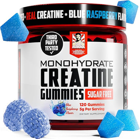 Old School Labs Creatine Monohydrate Gummies - 5g per Serving Best Creatine for Men and Women, Gain Muscle, Max Absorption, Increase Strength, Boost Memory, Maximize Muscle Growth - 120 Vegan Gummies