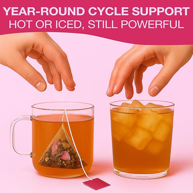 Organic Hormone Balance Tea for Women – Raspberry Leaf Tea with Fenugreek, Tulsi & Black Cohosh – Herbal Hormone Balance tea for PMS (Cramps, Mood, Bloating), PCOS, Ovulation & Fertility