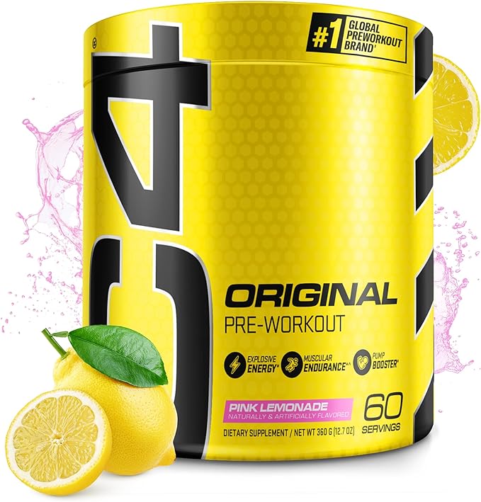Cellucor C4 Original Pre Workout Powder Pink Lemonade Vitamin C for Immune Support Sugar Free Preworkout Energy for Men & Women 150mg Caffeine + Beta Alanine + Creatine 60 Servings