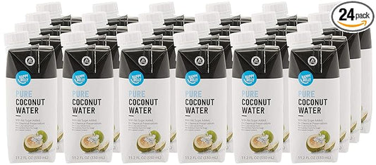 Amazon Brand - Happy Belly Coconut Water, 11.2 fl oz (Pack of 24)