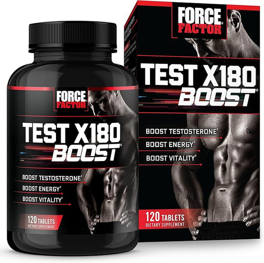 FORCE FACTOR Test X180 Boost 9-in-1 Testosterone Support for Men, 3,120mg D-Aspartic Acid, 200mg Boron, Fenugreek, Tribulus Terrestris & zumXR to Increase Performance, Vitality & Stamina, 120 Tablets