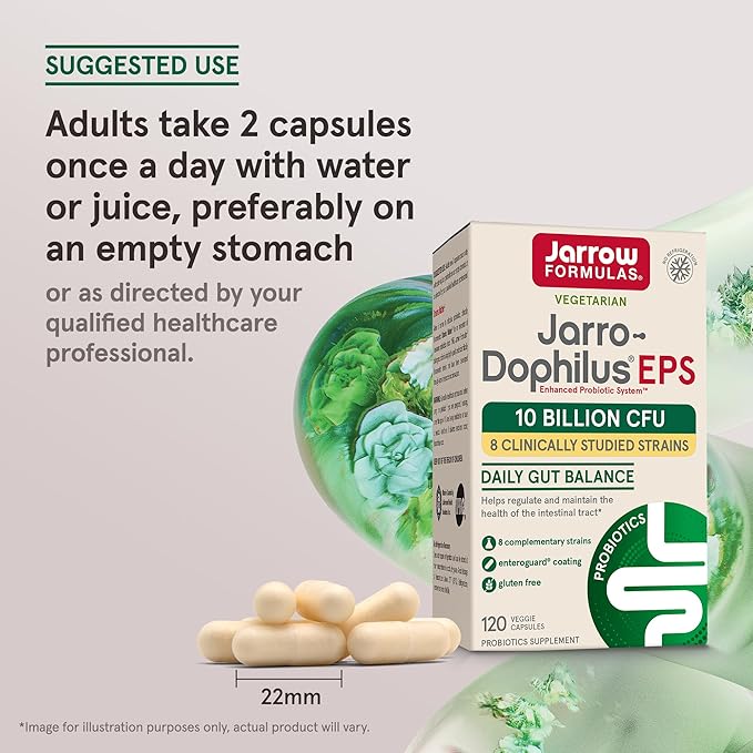 Jarrow Formulas Probiotics 10 Billion CFU - Probiotic Supplement Capsules for Gut Health for Women and Men, 120 Veggie Capsules, Up to 60 Days