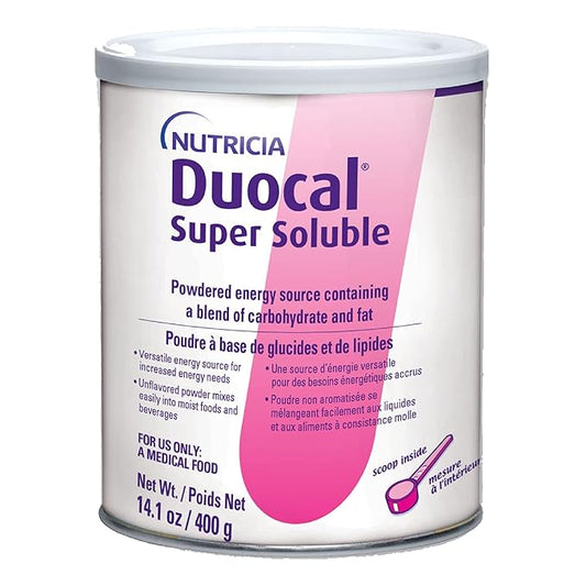 Duocal Nutricia High Calorie Super Soluble Powder - High-Calorie Support Supplement Powder - Energy Supplement with Dual Source of Carbohydrate & Fat - Dairy-Free - Unflavored, 14.1 oz (Case of 1)