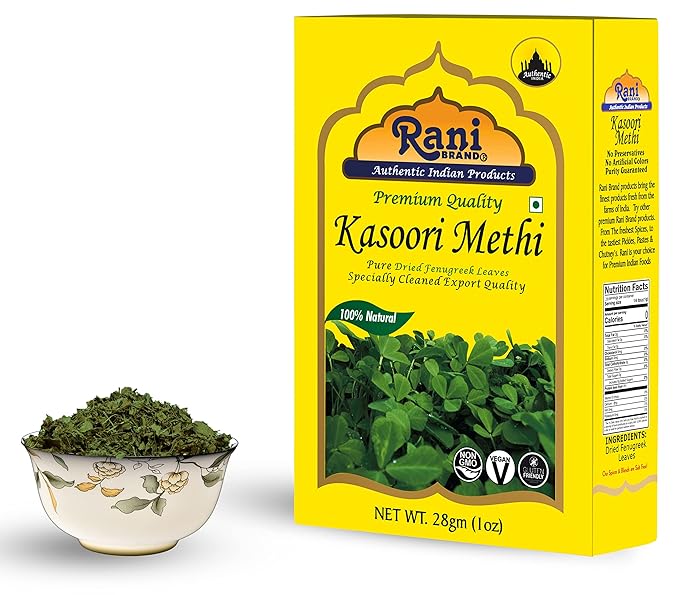 Rani Fenugreek Leaves Dried (Kasoori Methi) 1oz (28g) ~ All Natural | Vegan | Gluten Friendly | NON-GMO | Indian Origin