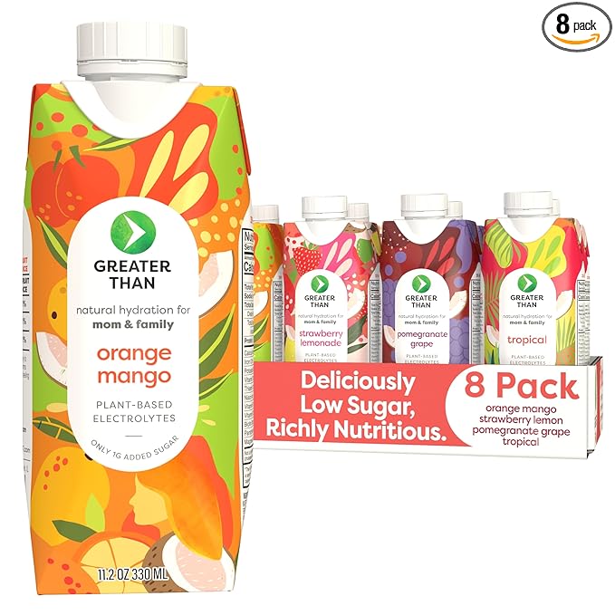 Greater Than Lactation Supplement Support, Coconut Water, Vitamins & Electrolyte Drink for Breastfeeding, Breast Milk & Immune Support, Lactation Cookies Alt, Gluten Free, Low Sugar, 8 Variety Pack