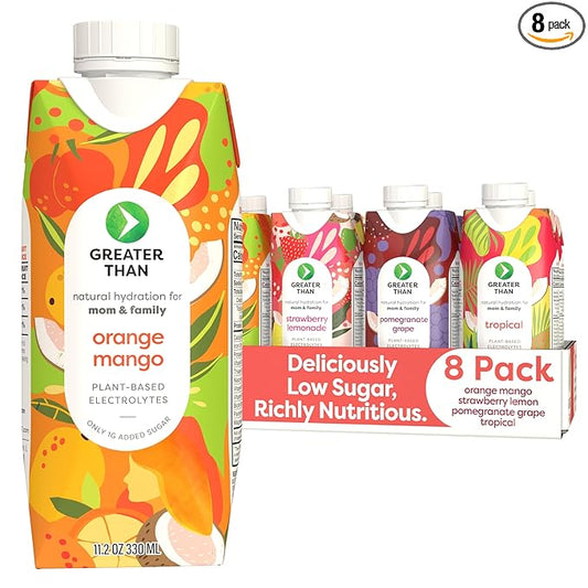 Greater Than Lactation Supplement Support, Coconut Water, Vitamins & Electrolyte Drink for Breastfeeding, Breast Milk & Immune Support, Lactation Cookies Alt, Gluten Free, Low Sugar, 8 Variety Pack