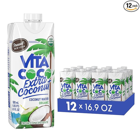 Vita Coco Organic Coconut Water, Pressed, More "Coconutty" Flavor, Natural Electrolytes, Vital Nutrients, 16.9 Fl Oz (Pack of 12)