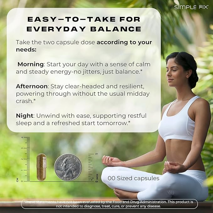 Cortisol Balance Supplement – Promotes Balanced cortisol Response, Support Stress Relief and Relaxation with Ashwagandha, Rhodiola Rosea, Passionflower, L-Theanine, Magnesium, Zinc, B6 & B5 - Vegan