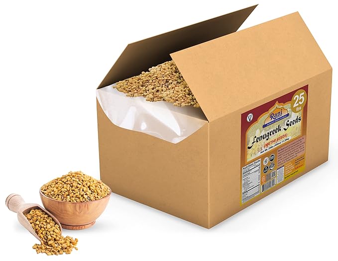Rani Fenugreek (Methi) Seeds Whole 400oz (25lbs) 11.36kg Bulk Box, Trigonella foenum graecum ~ All Natural | Vegan | Gluten Friendly | Non-GMO | Indian Origin, used in cooking & Ayurvedic spice