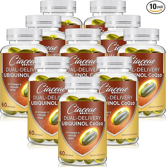Ubiquinol CoQ10 600 MG Softgels with Omega-3 & Shilajit & PQQ, Advanced Dual-Delivery Coenzyme-Q10, Active CoQ10 Ubiquinol Supplement for Fertility, Antioxidant, Heart, Brain & Energy, 600 Servings